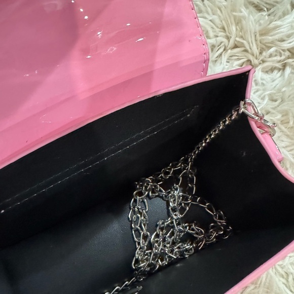 Pink Bow Barbiecore Accent Mini Handbag hot pink rhinestone bow crossbody - Picture 8 of 8